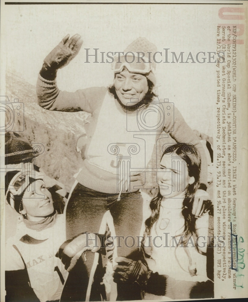 Press Photo Rosi Wittarmaier West German Skier Gold Medal Winner - Historic Images