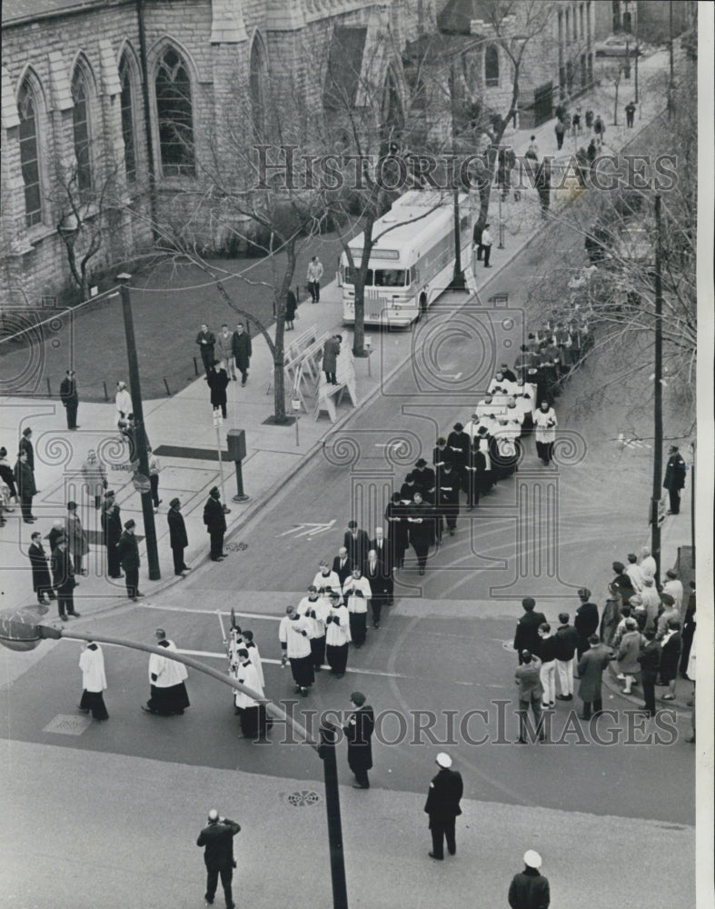 1965 Procession and hearse Holy Name Cathedral - Historic Images