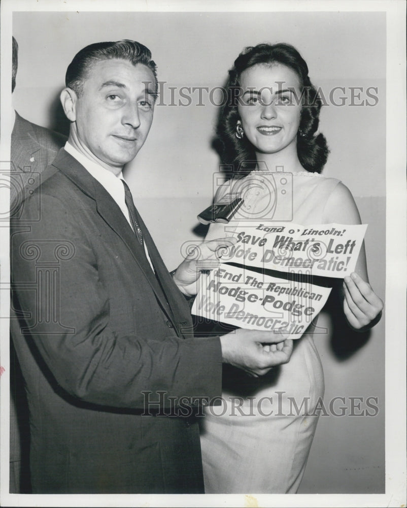 1956 Roman Pucinski, Democratic Candidate for Congress &amp; R. O&#39;Brien - Historic Images