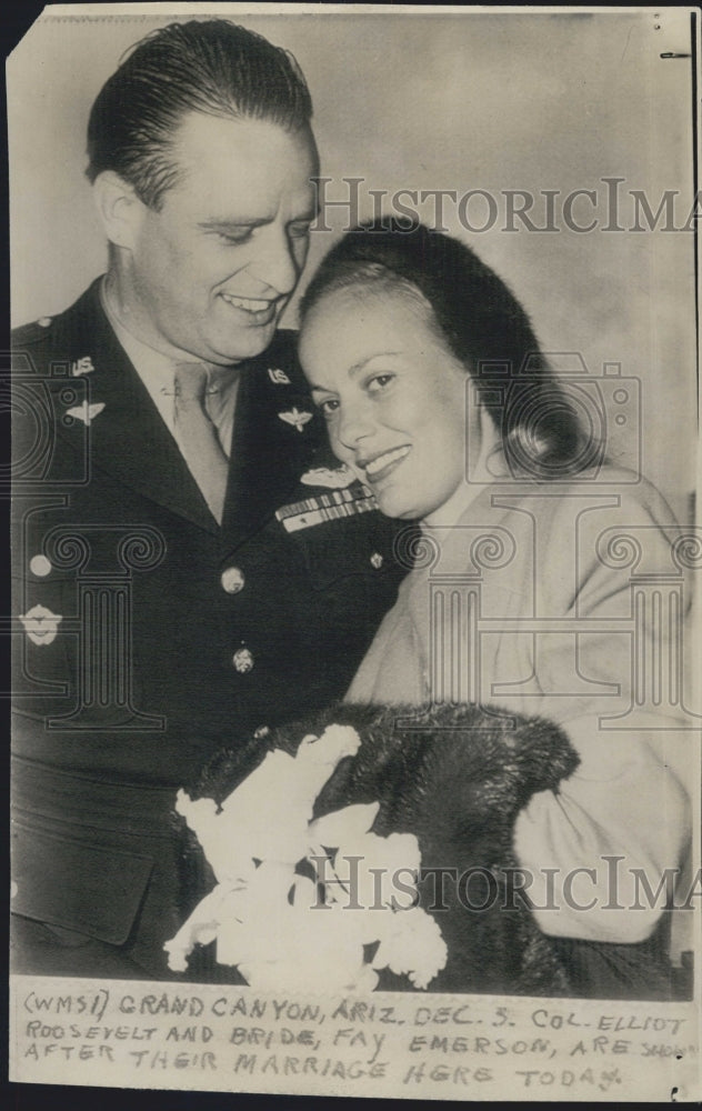 1944 Col Elliott Roosevelt Faye Emerson Wedding - Historic Images