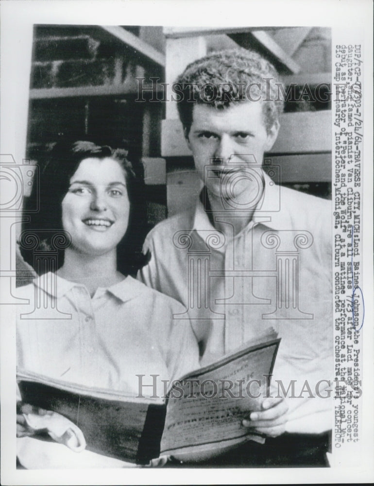 1964 Luci Baines Johnson President&#39;s Daughter Pianist Van Cliburn - Historic Images