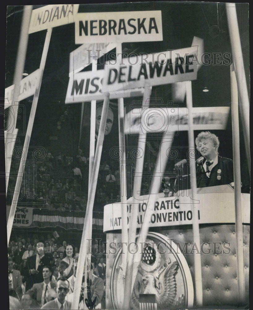 1952 Press Photo Eleanor Roosevelt Speaking At Democratic Convention - Historic Images