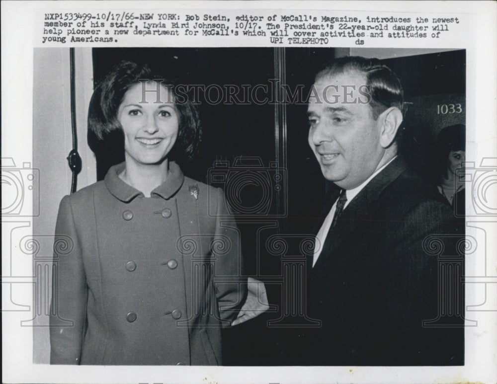 1966 McCall&#39;s Magazine Editor Bob Stein New Staff Lynda Bird Johnson - Historic Images