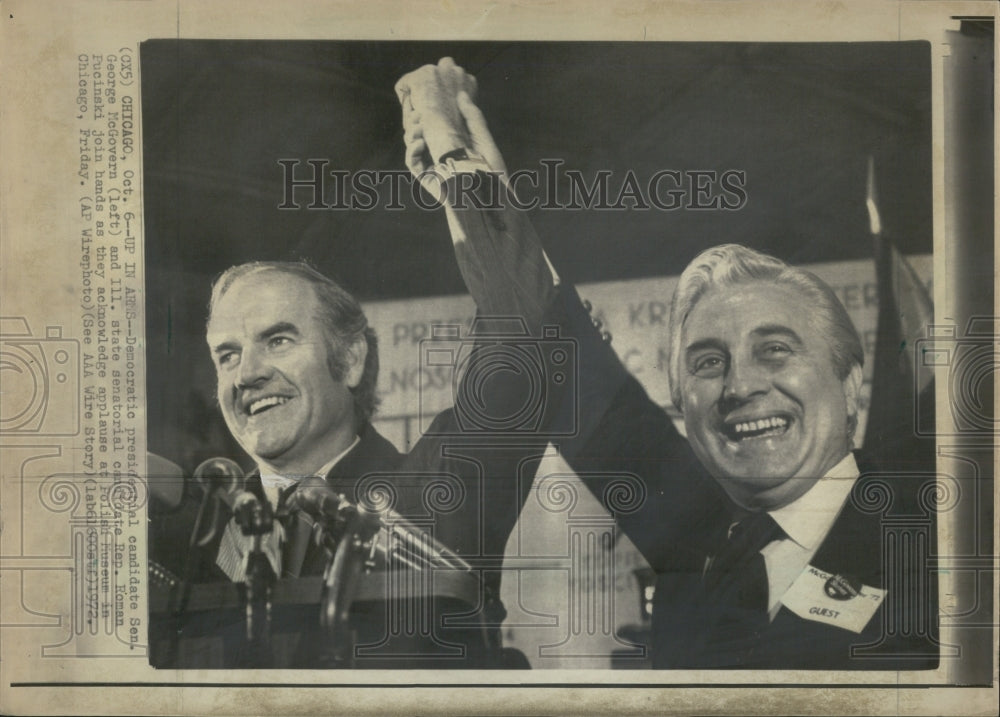 1972 Sen George McGovern Roman Pucinski - Historic Images