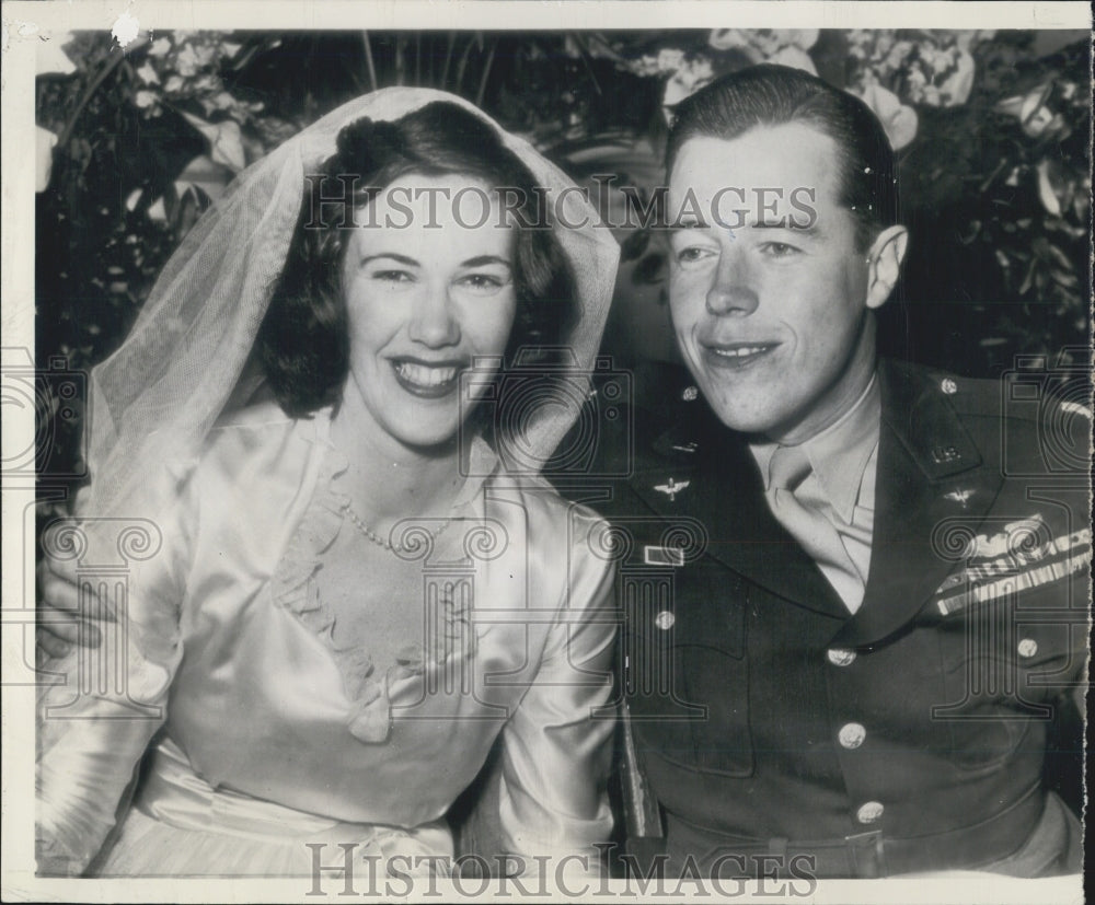 1945 Lieutenant Colonel John Meyer Wedding Mary Justina Moore - Historic Images