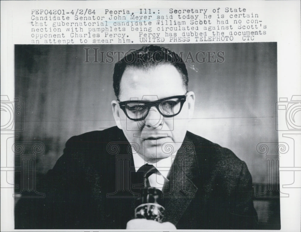 1964 Senator John Meyer Illinois Secretary of State Candidate - Historic Images