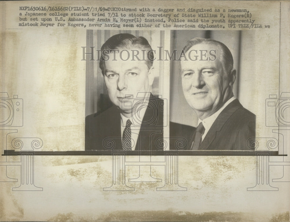 1964 Press Photo Secretary of State William P. Rogers & Armin H. Meyer Attack - Historic Images