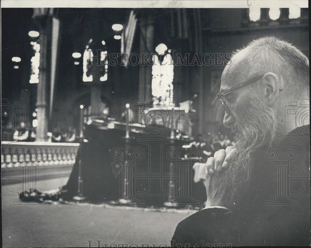 1965 Monk Dominic Meyer Praying At Cardinal Funeral Services - Historic Images