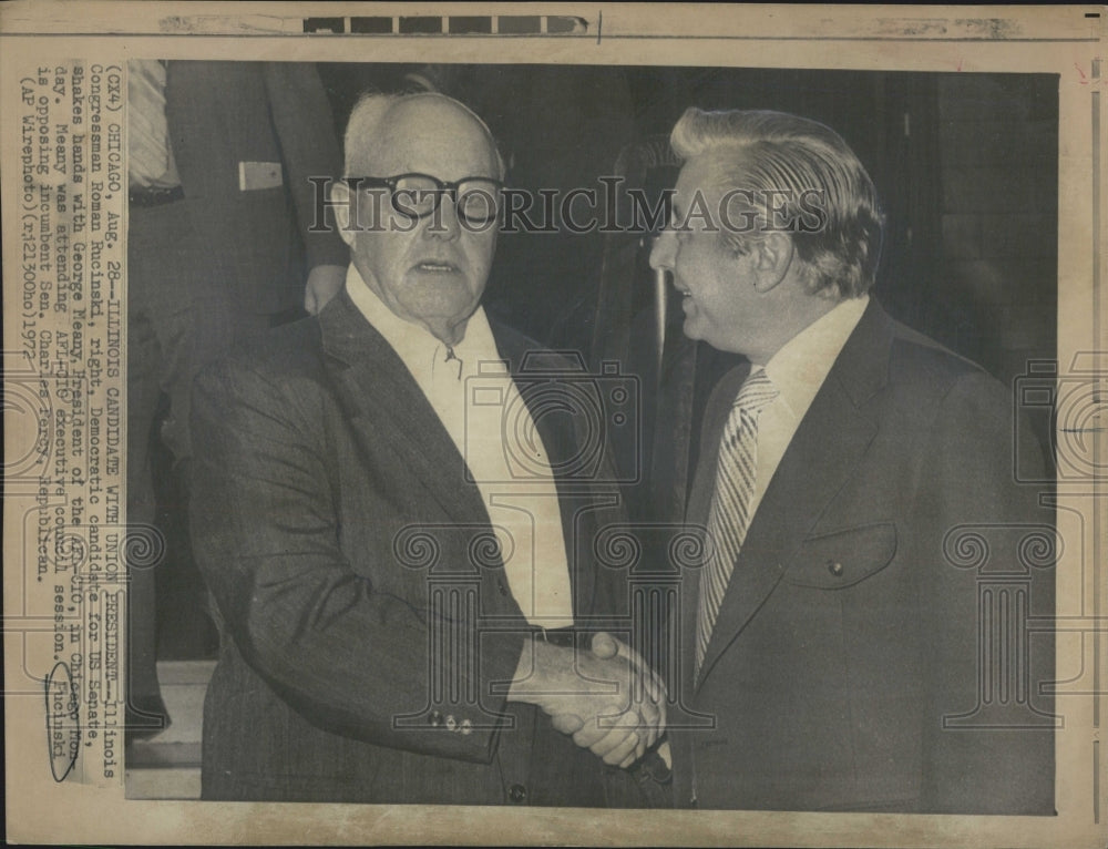 1972 Illinois Congressman Roman Pucinski & George Meany AFL-CIO - Historic Images