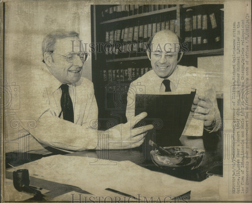 1975 Former IL Gov. Richard Ogilvie and Lawyer Michael I. Miller - Historic Images