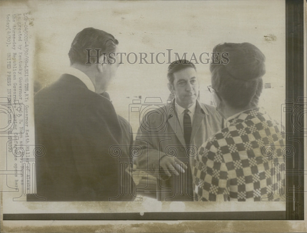 1969 Gov. Keith Miller greets Gov. Loui B. Nunn and Mrs. Nunn - Historic Images