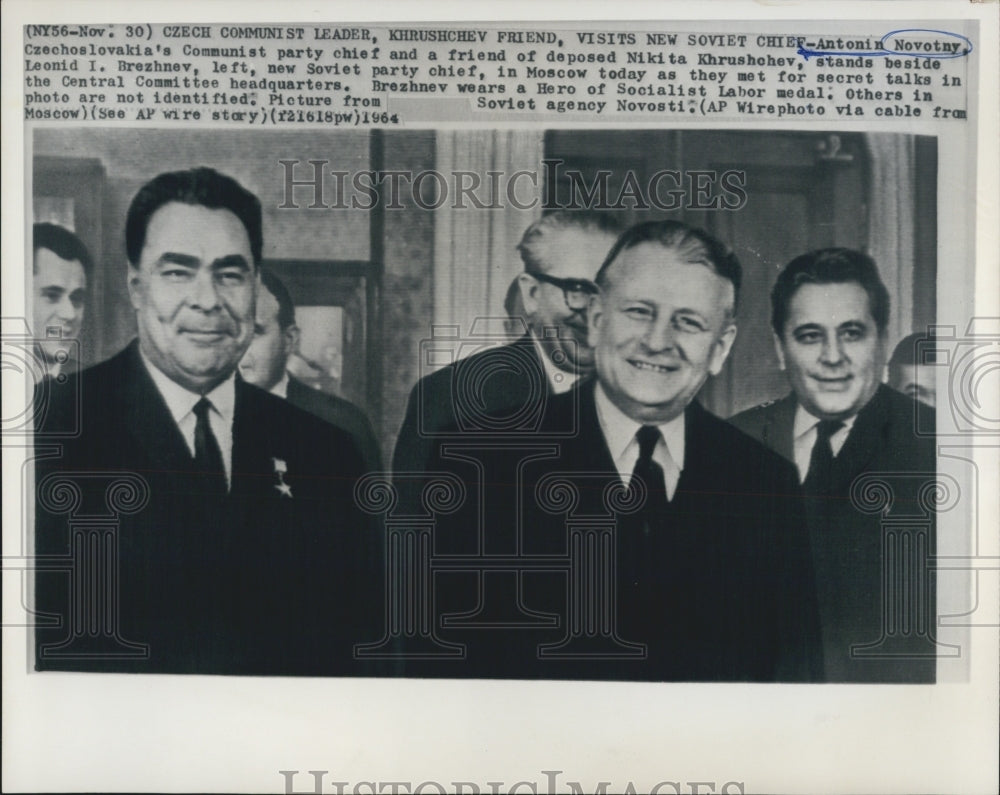 1964 Czech party chief Antonin Novotny & Leonid I Brezhnev in Moscow - Historic Images