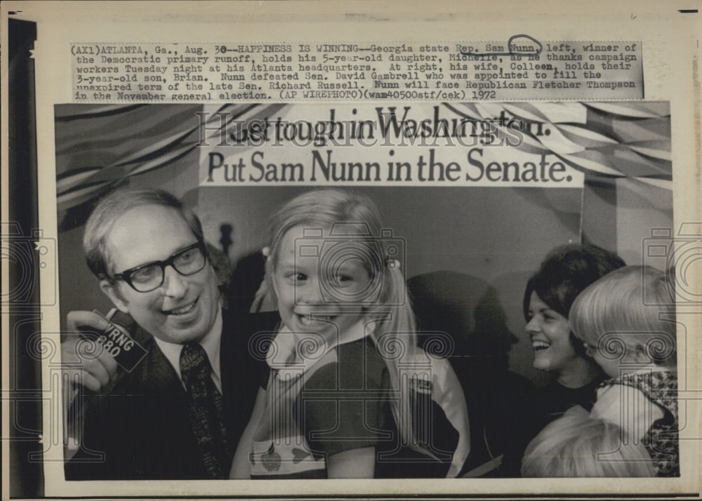 1972 Senate Candidate Sam Nunn With Family After Winning Primary - Historic Images