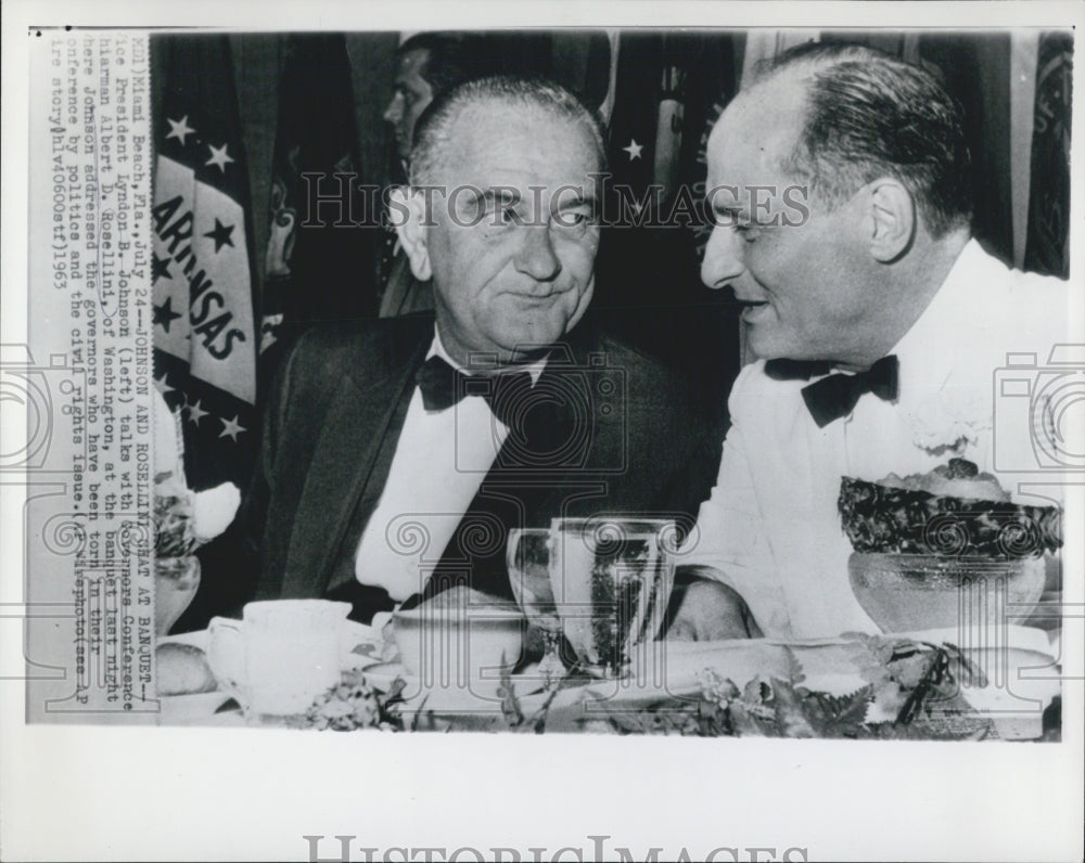 1963 Pres Johnson at Governors Conference Miami Beach - Historic Images