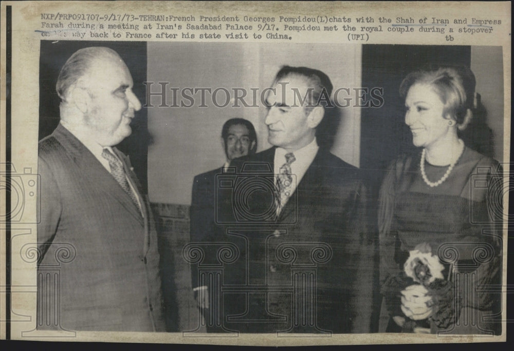 1973 Press Photo Shah of Iran Mahammad Reza Pahlievi &amp; Empress Farah - Historic Images