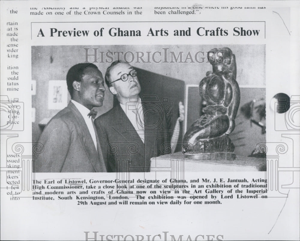 Press Photo Earl Listowel Governor-General Ghana Mr. Jantuah sculpture art - Historic Images