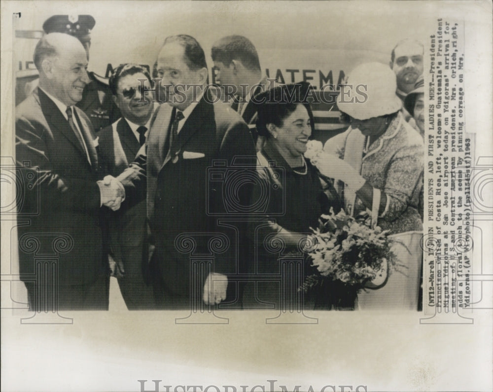 1963 Presidents Francisco Orlich and Miguel Ydigoras meet . - Historic Images