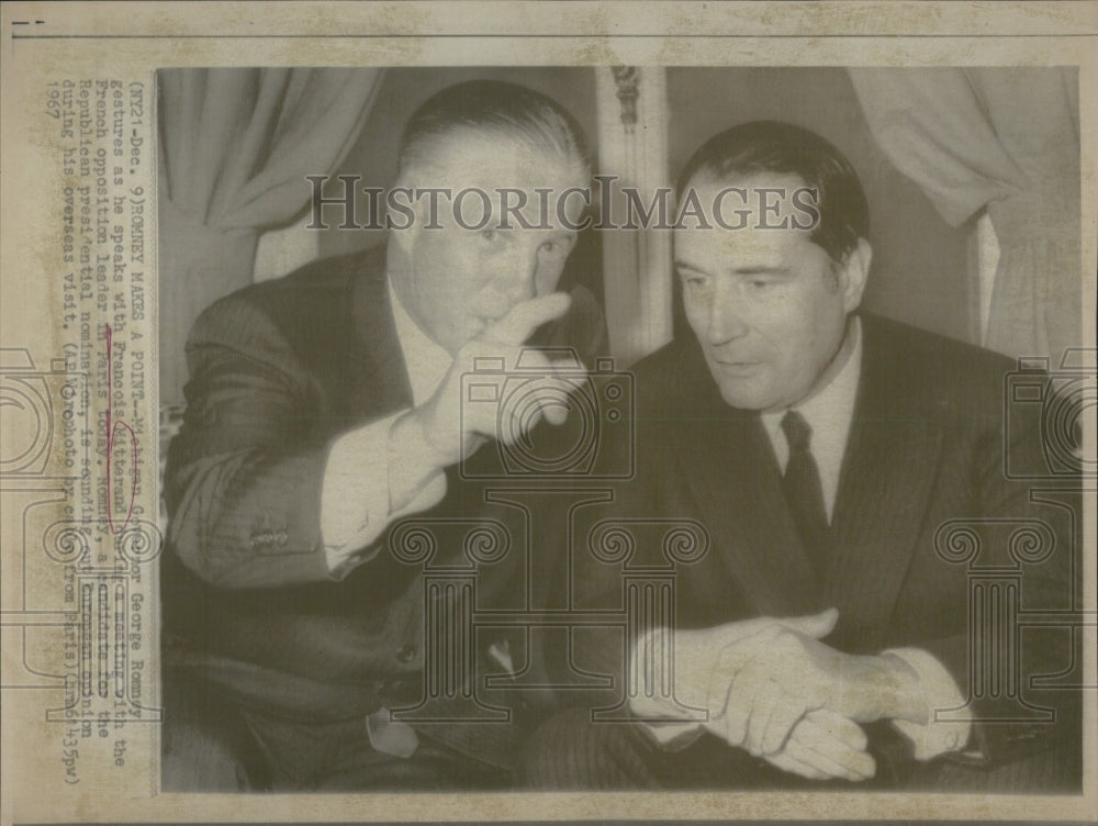 1967 Gov Rooney &amp; Francios Mitterrand of France - Historic Images