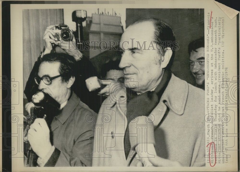 1976 Press Photo Socialist Francois Mitterand Speaks against Ford&#39;s Remarks - Historic Images