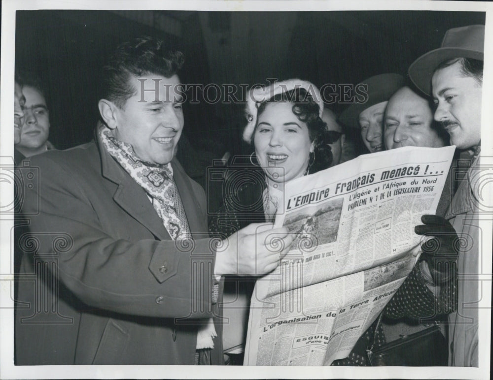 1956 Pierre Poujade &amp; Wife Surrounded By Supporters After Winning - Historic Images