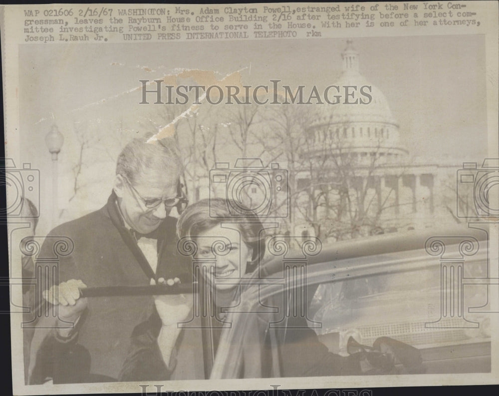 1967 Mrs. Adam Clayton Powell estranged wife leaves building after - Historic Images