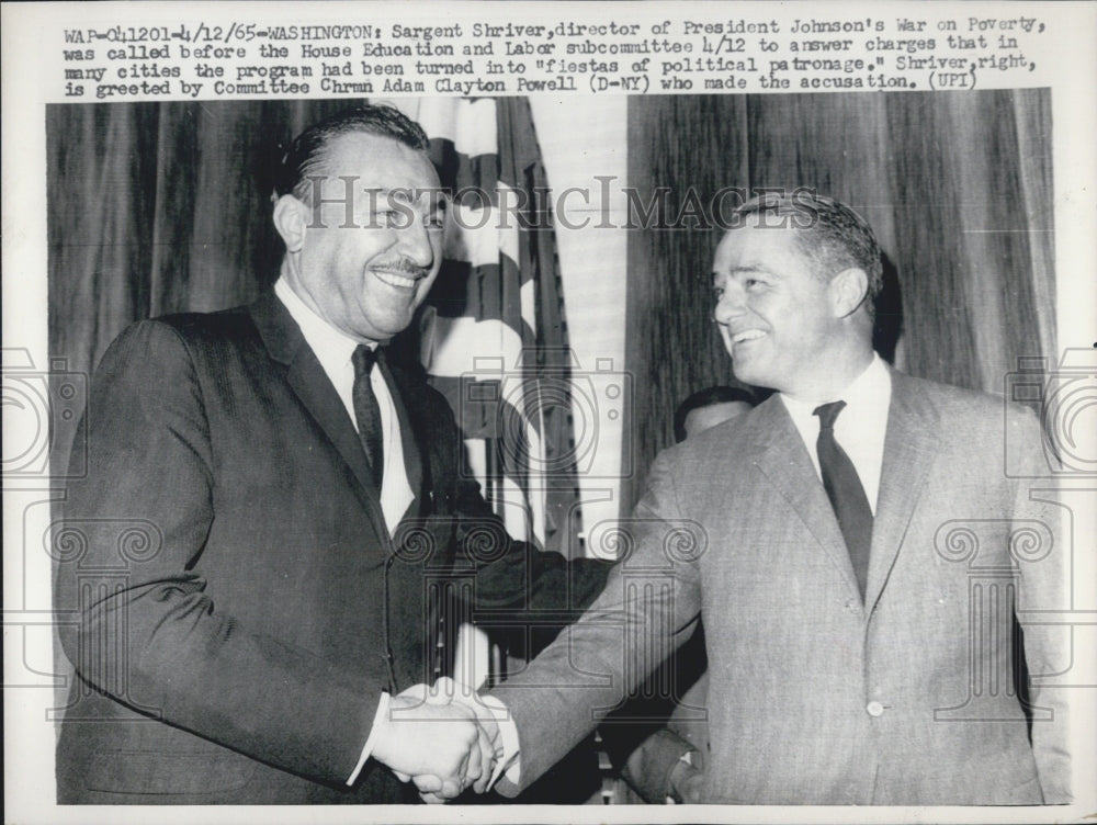 1965 Sargent Shriver (R) &amp; Rep Adam Clayton Powell (D-NY) - Historic Images