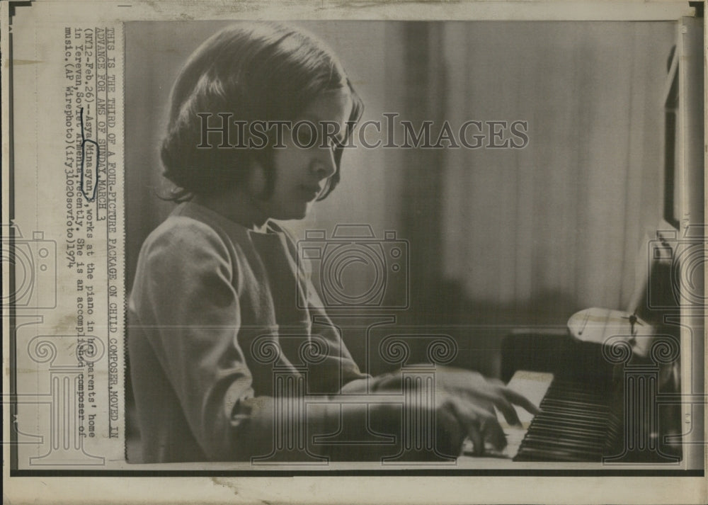 1974 Soviet Armenian Asya Minasyan 8 Accomplished Composer at Piano - Historic Images