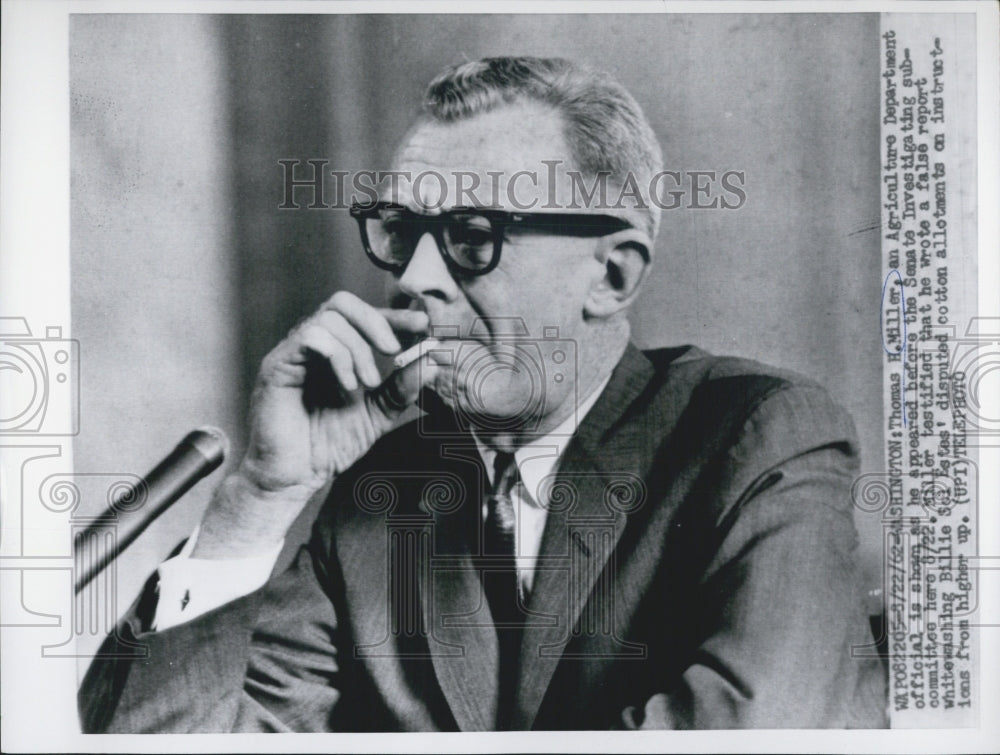 1962 Thomas H. Miller of Agriculture Dept Testifies at Estes Hearing-Historic Images