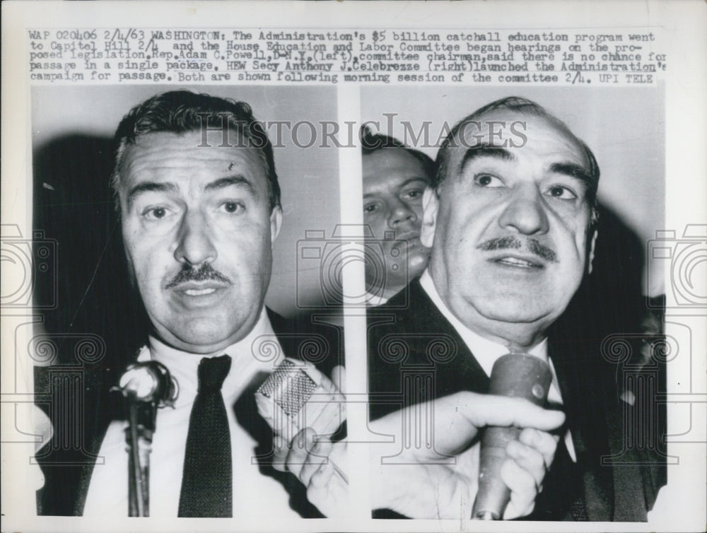 1963 Rep Adam Clayton Powell (D-NY) (L) & HEW Sec Anthony Celebrezze - Historic Images