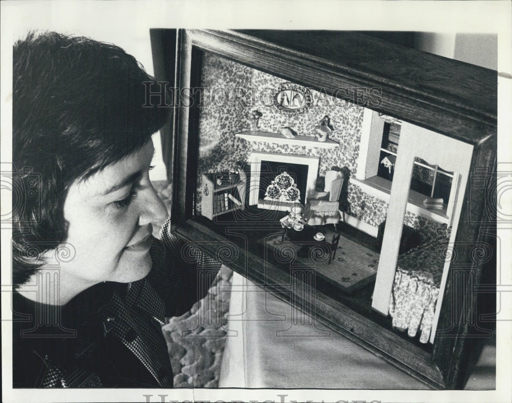 1974 Joan Zasadil With Miniature Room French Century Ballroom - Historic Images