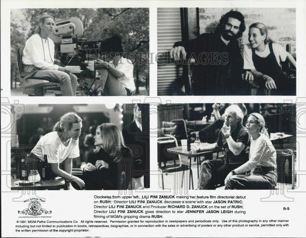 1991 Press Photo Rush Film Director Lili Fini Zanuck Various On Set Candids - Historic Images