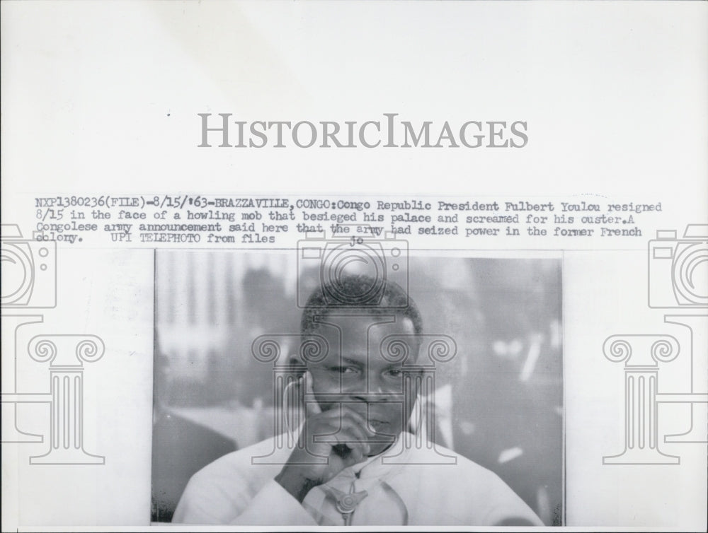 1963 Press Photo Congo Republic President Fulbert Youlou Resignation - Historic Images