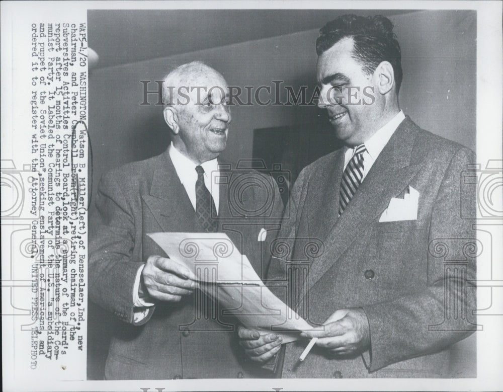 1953 Press Photo Watson Miller Peter Campbell Subversives Activities Control - Historic Images