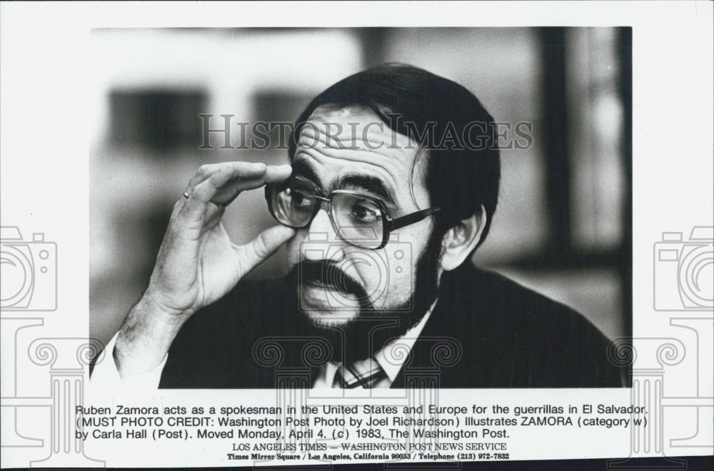 1983 Press Photo Ruben Zamora El Salvador Guerrillas - Historic Images