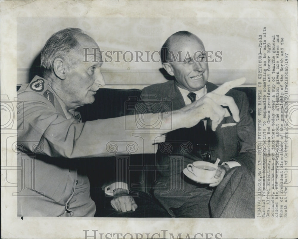 1957 Press Photo Field Marshal Vincent Montgomery General Alfred Gruenther - Historic Images