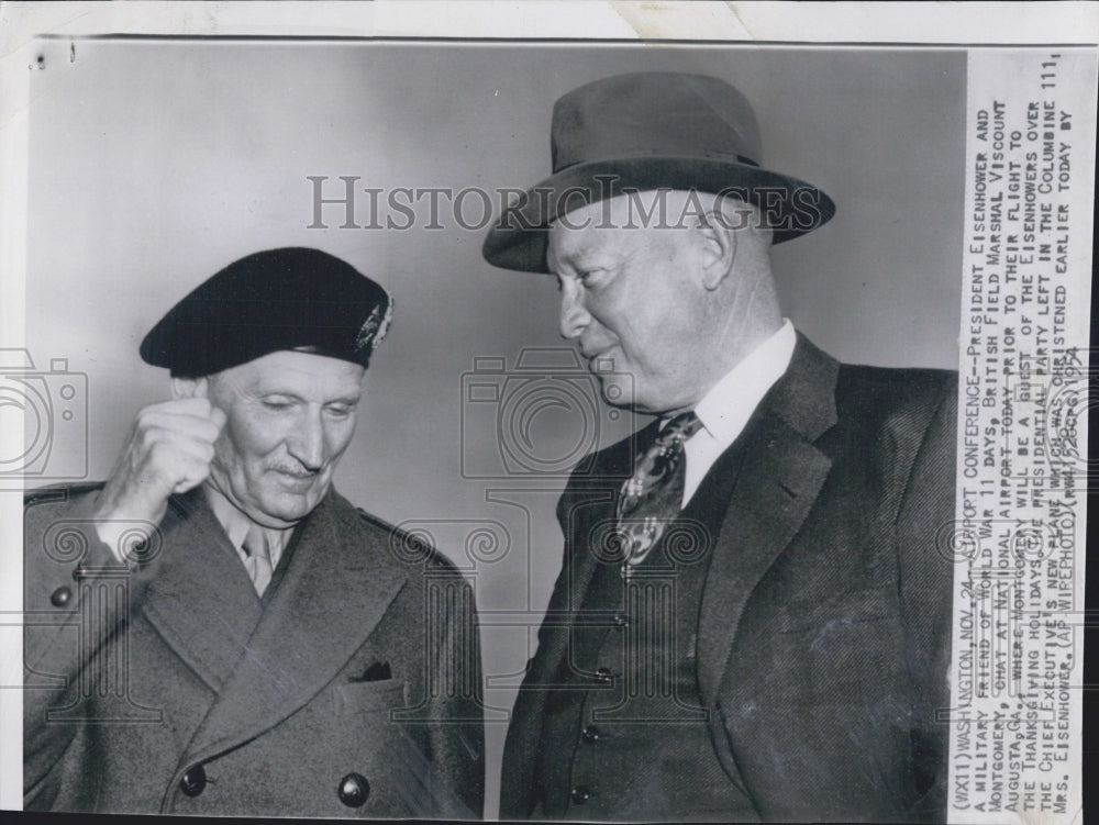 1954 Press Photo President Dwight Eisenhower British Marshal Viscount Montgomery - Historic Images