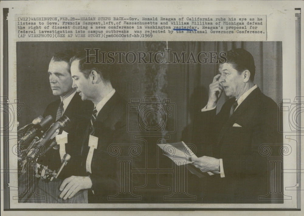 1969 Ronald Reagan Governor Francis Sargent William Milliken - Historic Images