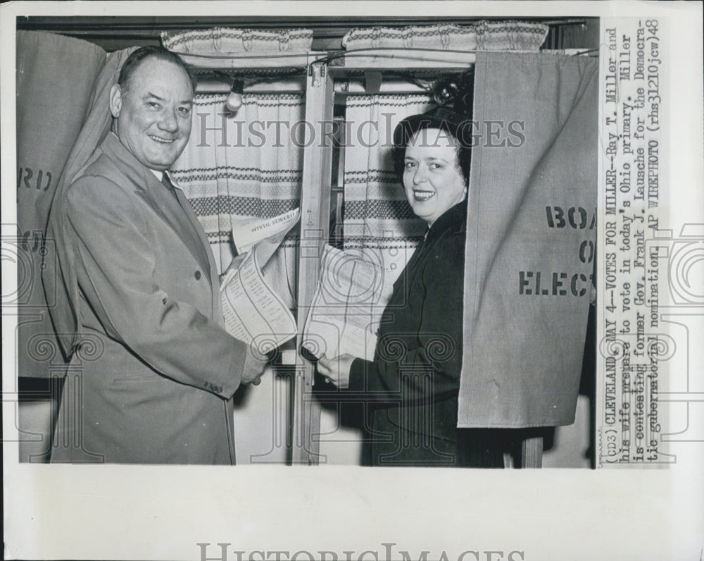 1948 Press Photo Ray Miller Ohio Primary - Historic Images