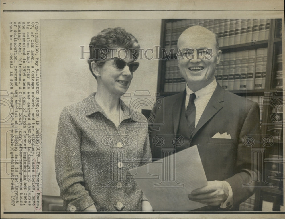 1967 Press Photo of Frances Moore who sued drain cleaner company for $930,000 - Historic Images