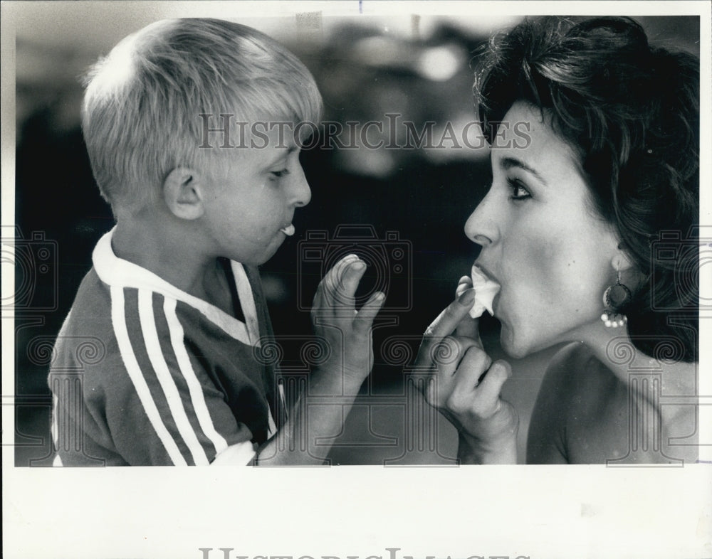 1985 Press Photo Michael Swieszczc &amp; Karen Moccrieff Mann Park Special Olympics - Historic Images