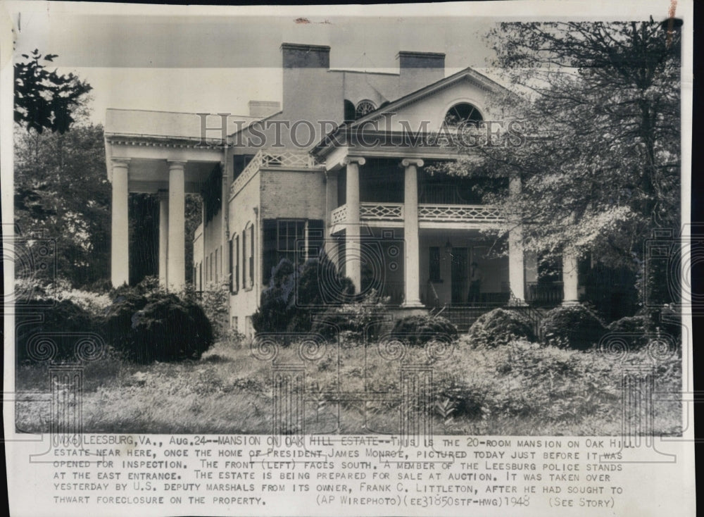 1948 Press Photo former home of President James Monroe 20 Room Mansion - Historic Images