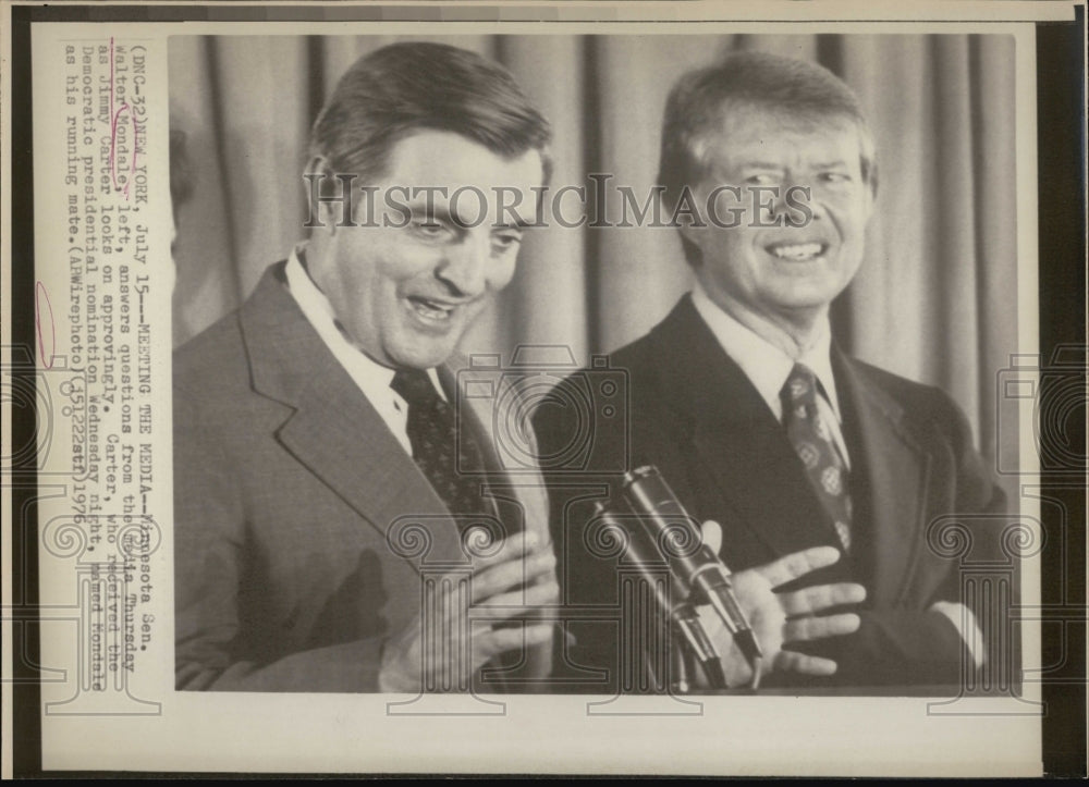 1976 Walter Mondale Accepting Running Mate Nomination Jimmy Carter - Historic Images