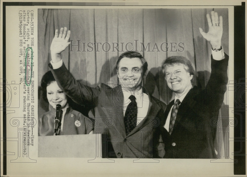 Press Photo Presidential Running Mates Jimmy Carter Walter Mondale New York - Historic Images