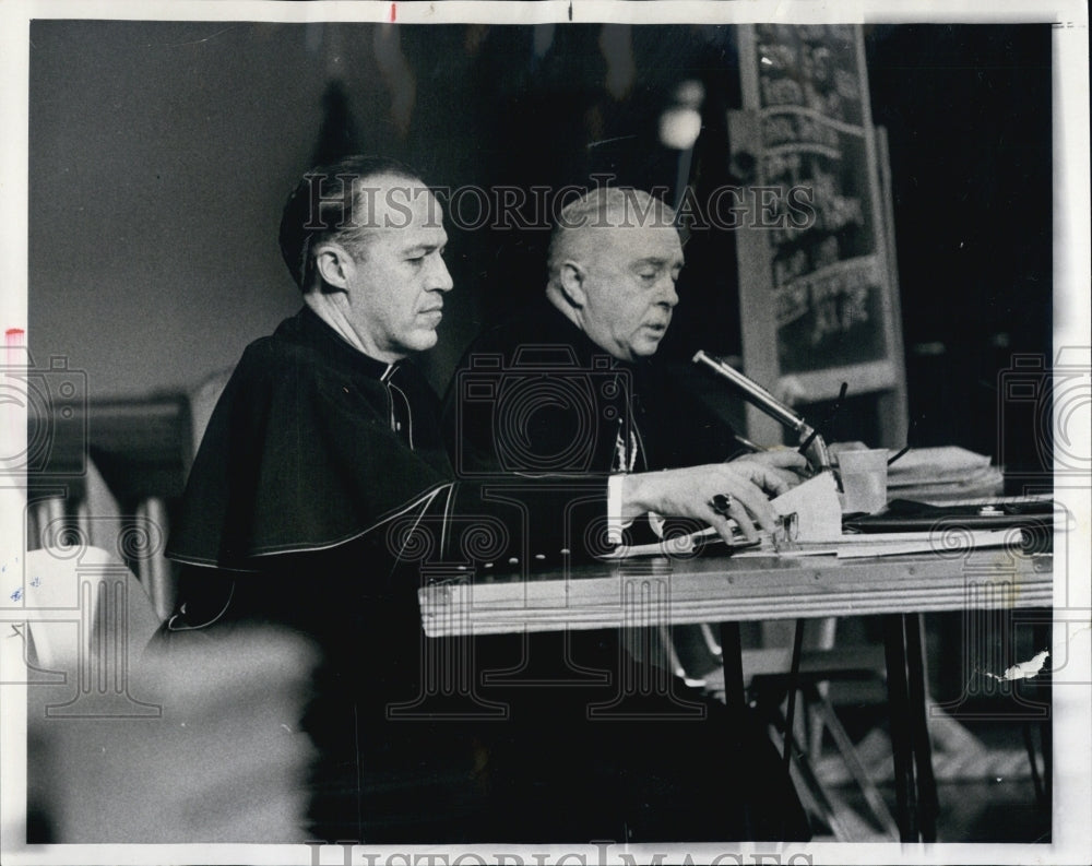 1969 Bishop James Montgomery And Bishop Gerald F. Burril At Meeting - Historic Images