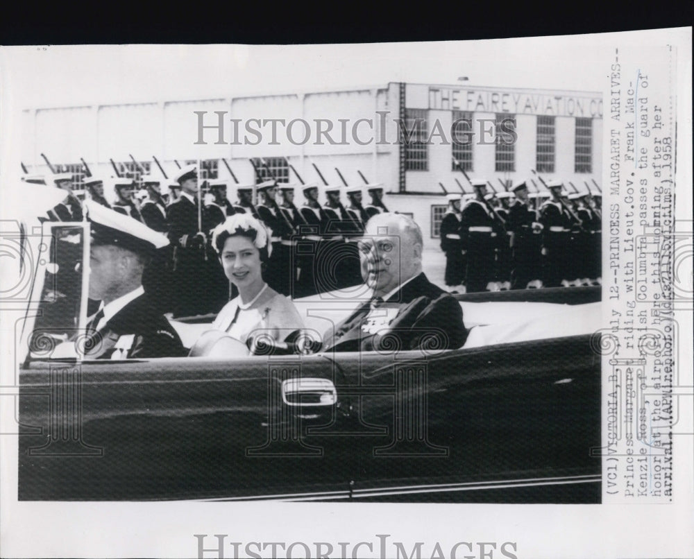 1958 Press Photo Princess Margaret Lieutenant Governor Frank Ross - RSG06379 - Historic Images