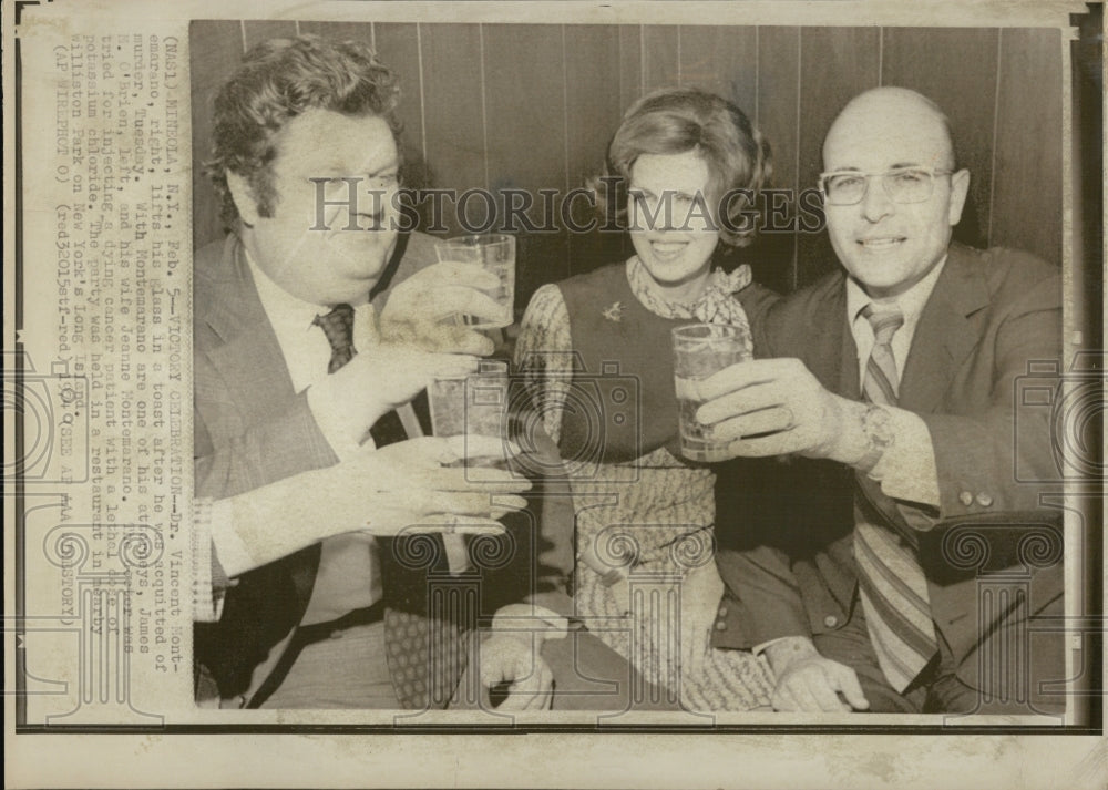 1974 Dr. Vincent Montemarano Celebrates After Murder Acquittal - Historic Images