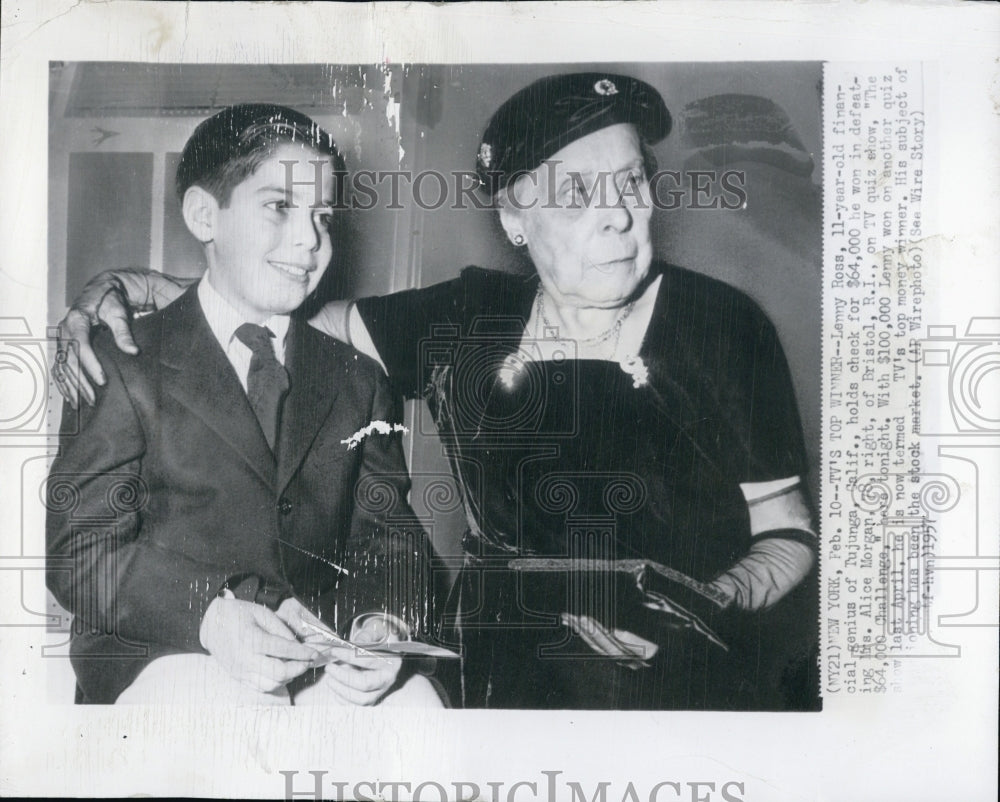 1957 Press Photo Ross Wins TV Quiz Show - Historic Images