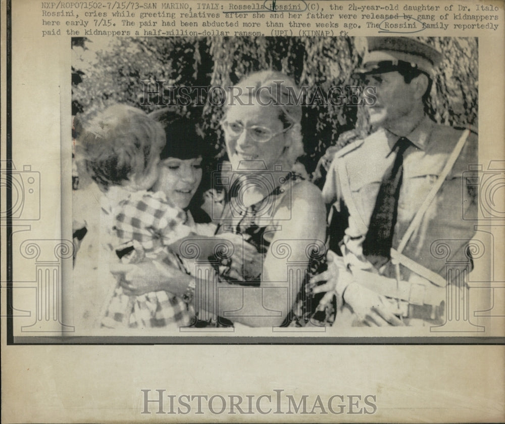 1973 Rossella Rossini father released by kidnappers - Historic Images