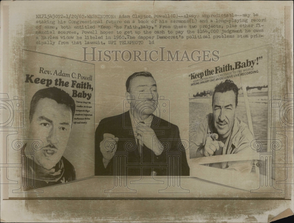 1967 Adam Clayton Powell&#39;s Book and Record &quot;Keep the Faith, Baby&quot; - Historic Images