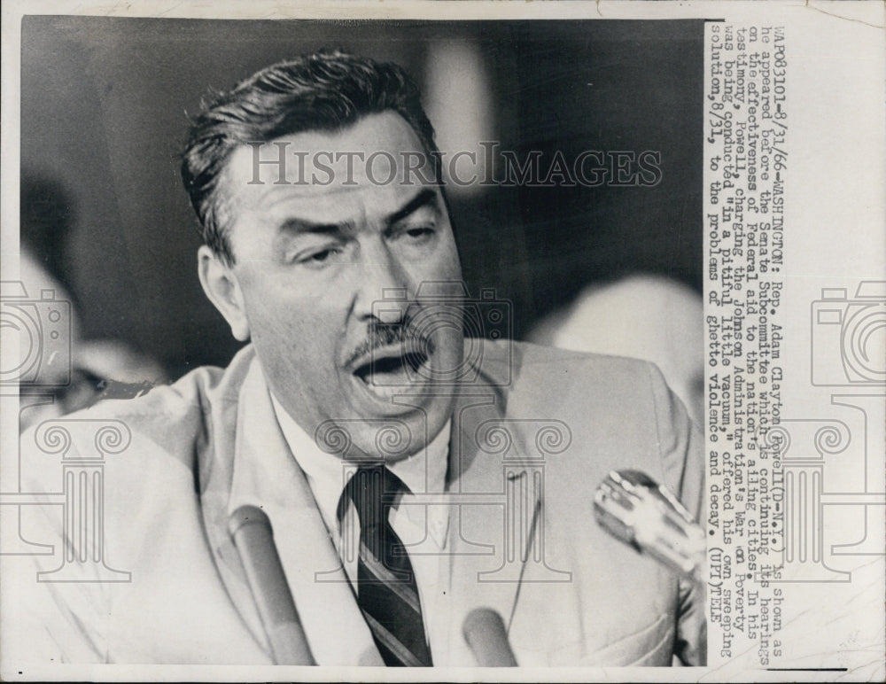 1966 Adam Powell Shown Before Senate Subcommittee On Federal Aid - Historic Images